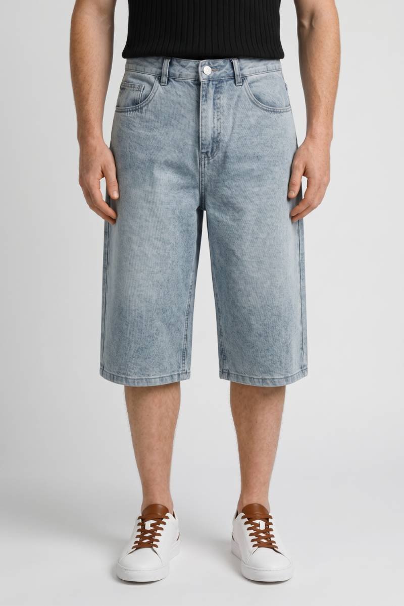 Bermuda Homme - Effet Délavé Coupe Large Genou | Casual — Bleu Clair