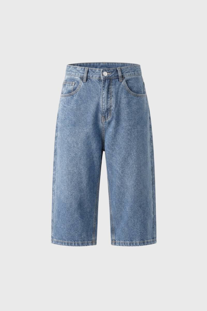 Bermuda Homme - Effet Délavé Coupe Large Genou | Casual — Bleu