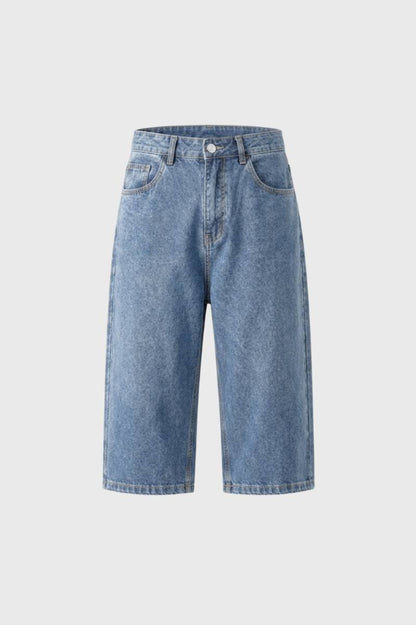 Bermuda Homme - Effet Délavé Coupe Large Genou | Casual — Bleu