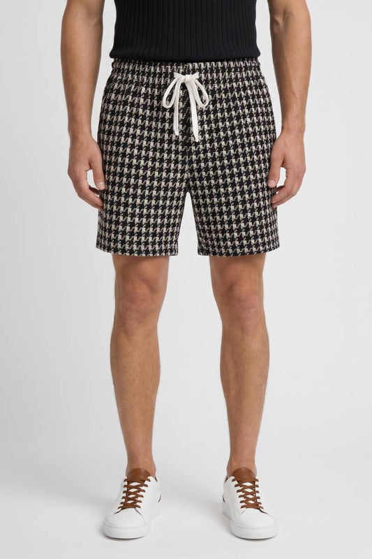 Bermuda Homme - Motif Pied-de-Poule avec Cordon | Décontracté — Pied-de-Poule Noir
