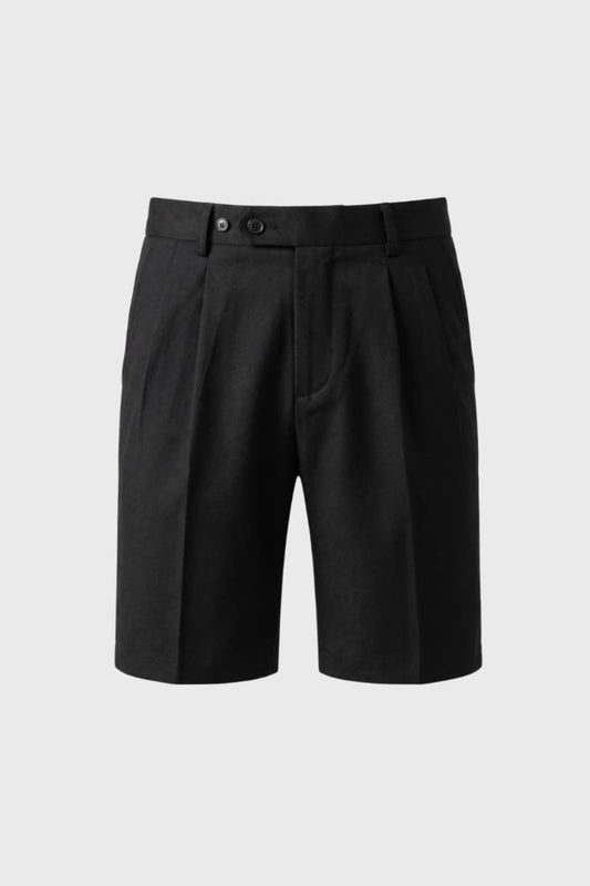 Bermuda Homme - Taille Haute avec Plis Marqués | Élégant — Noir