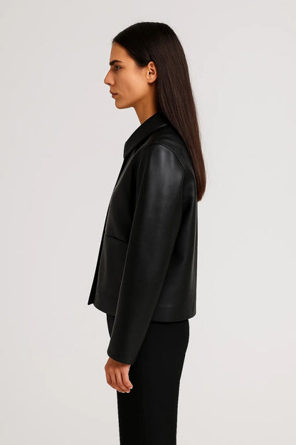 Blouson d’Automne en Similicuir | Élégant | Coupe Droite et Moderne