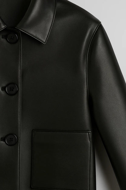 Blouson d’Automne en Similicuir | Élégant | Coupe Droite et Moderne