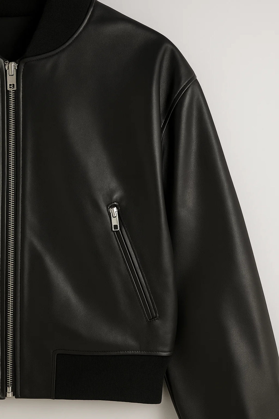 Blouson Bomber en Similicuir | Noir | Idéal pour l’Automne