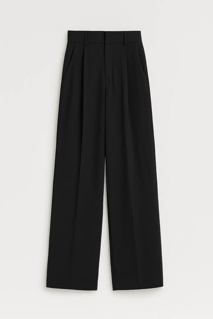 Pantalon Large Taille Haute | Pinces Élégantes | Silhouette Fluide
