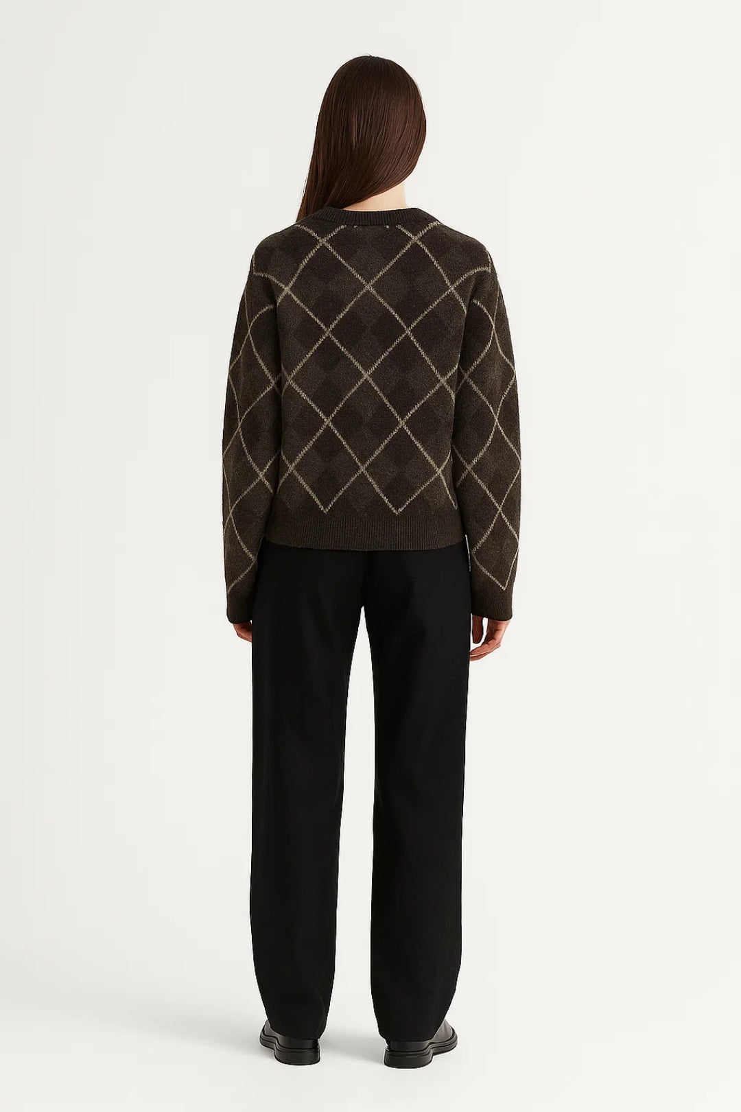 Pull à Carreaux Femme | Pull à Col Rond Classique | Élégant et Confortable