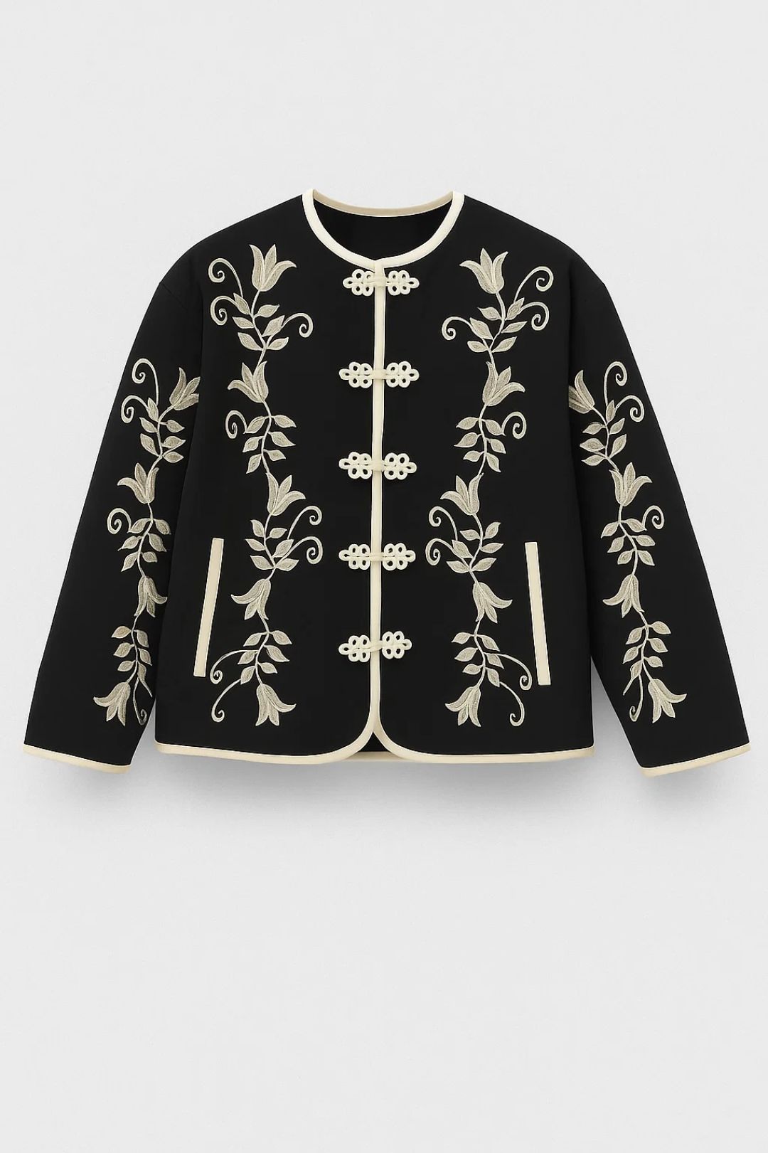 Vestes Brodées | Veste courte à motifs floraux femme | Élégance artisanale et confort moderne