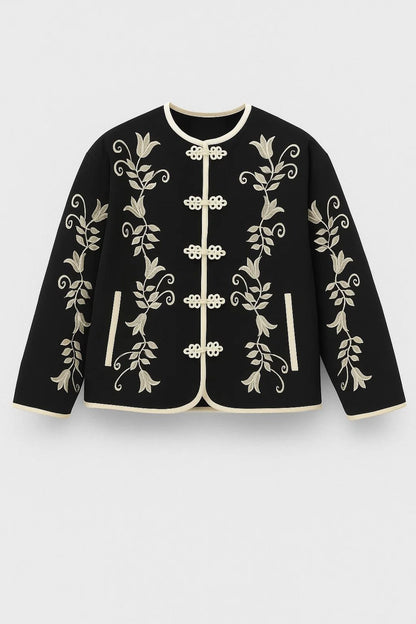 Vestes Brodées | Veste courte à motifs floraux femme | Élégance artisanale et confort moderne