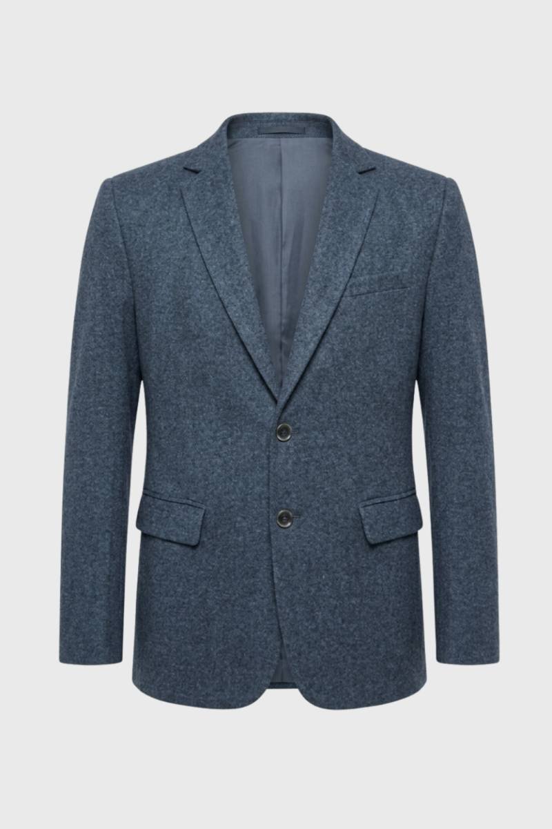 Blazer Homme - Coupe Moderne Revers Crantés Boutons | Raffiné — Bleu Chiné