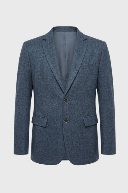 Blazer Homme - Coupe Moderne Revers Crantés Boutons | Raffiné — Bleu Chiné