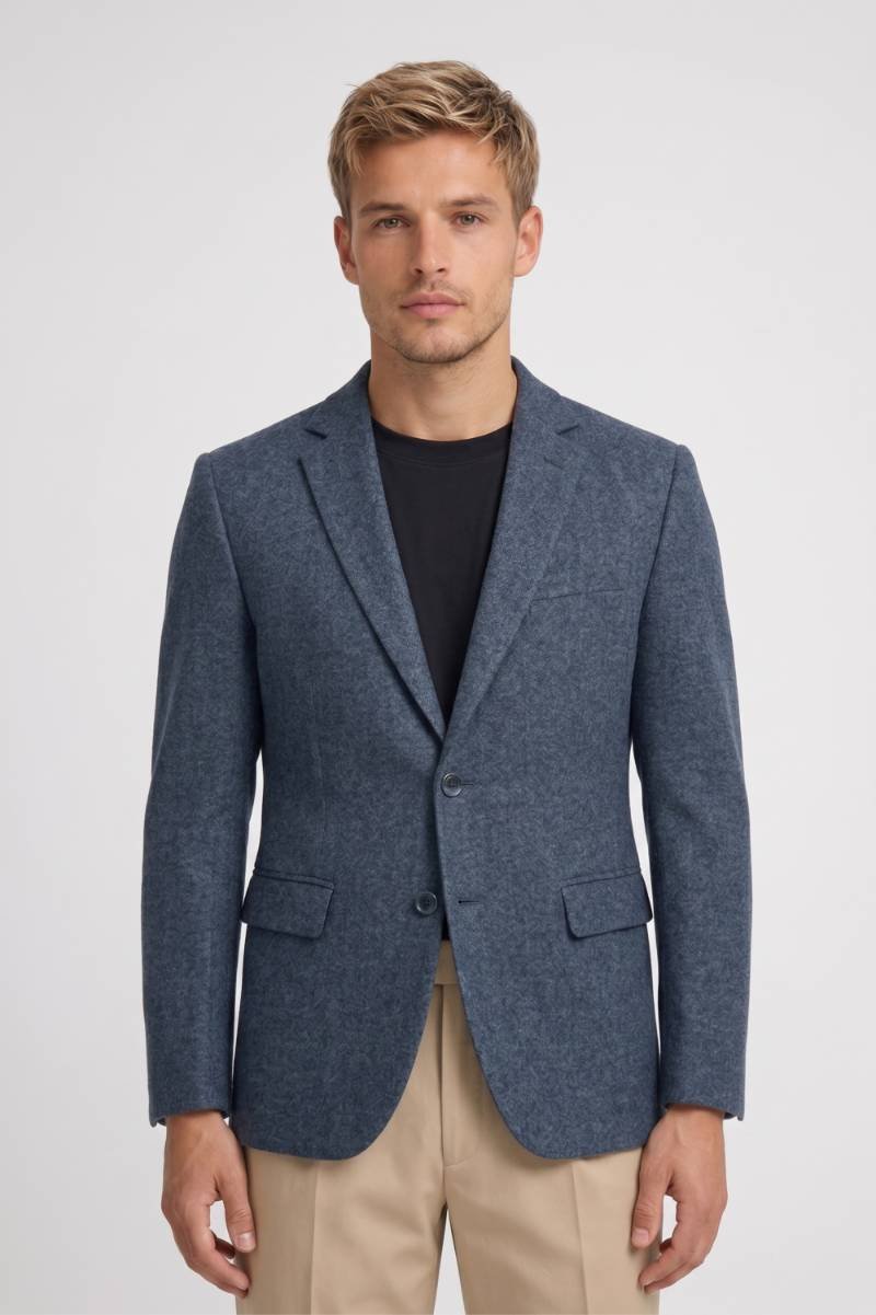 Blazer Homme - Coupe Moderne Revers Crantés Boutons | Raffiné — Bleu Chiné