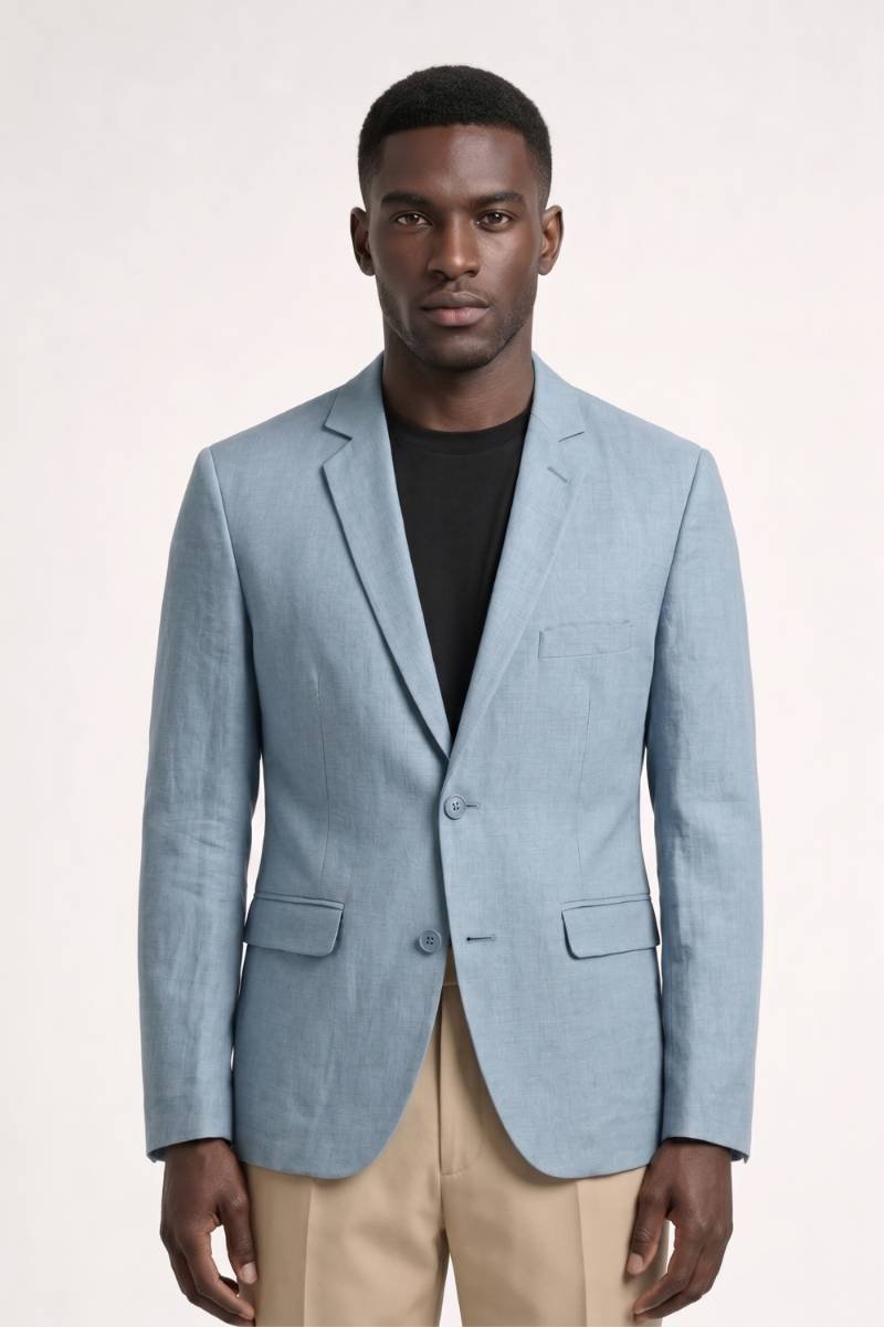 Blazer Homme - Coupe Slim Deux Boutons Col Revers | Moderne — Bleu Clair