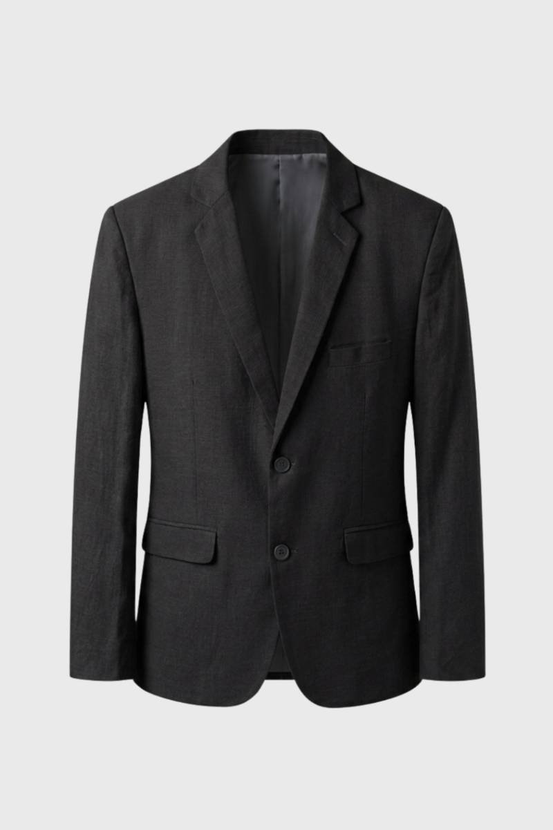 Blazer Homme - Coupe Slim Deux Boutons Col Revers | Moderne — Noir