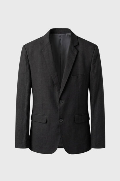 Blazer Homme - Coupe Slim Deux Boutons Col Revers | Moderne — Noir