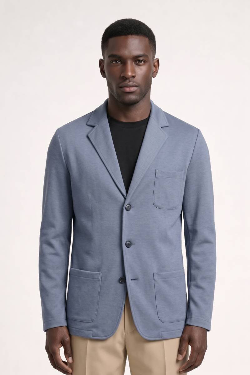 Blazer Homme - Décontracté Trois Boutons Poches Plaquées | Style — Bleu Gris