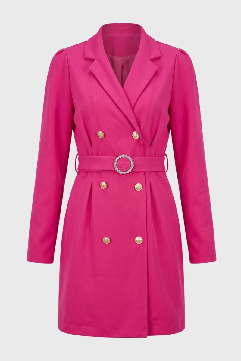 Blazer-Robe Femme - Double Boutonnage Ceinture Ornée | Tendance — Rose Vif
