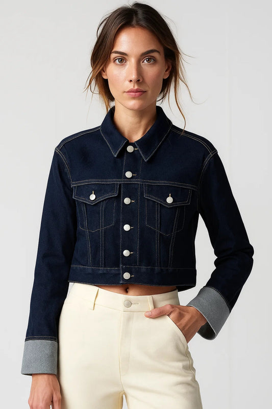Manteau Court en Jean | Style Moderne et Polyvalent | Confort Quotidien