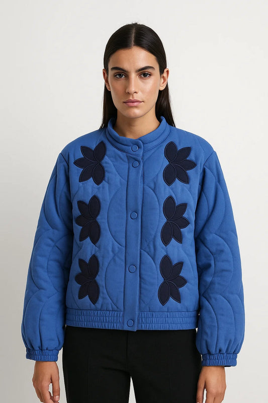 Blouson Matelassé d’Automne | Motif Floral | Chaleur et Originalité