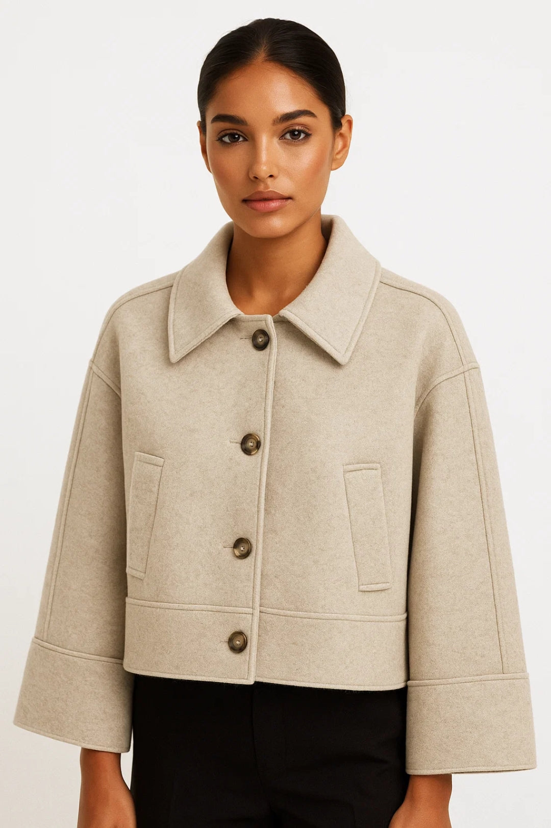 Manteau Court Légèrement Structuré | Style Minimaliste