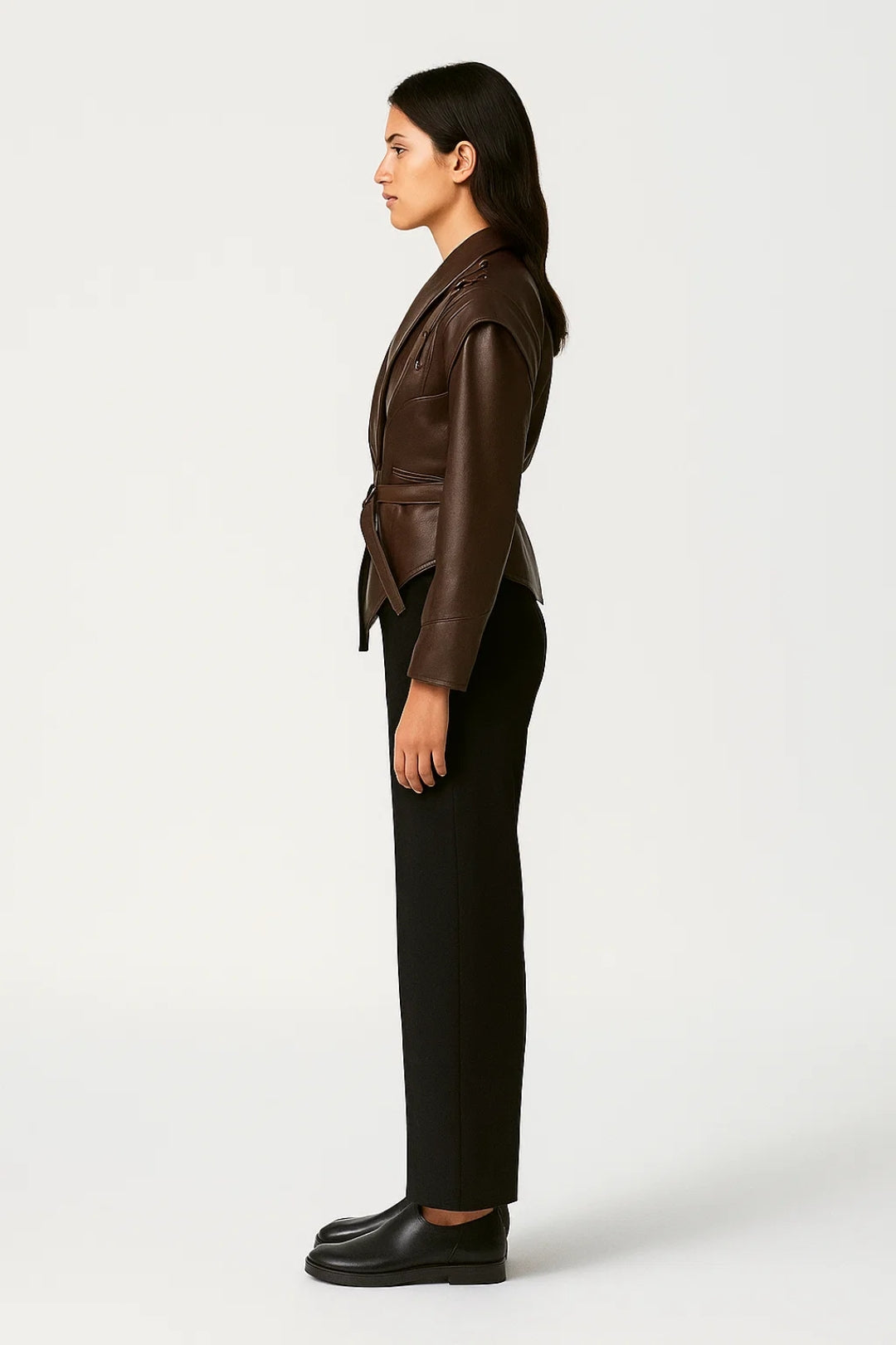 Vestes Ceinturées | Veste effet cuir femme à détails lacés | Silhouette élégante et structurée