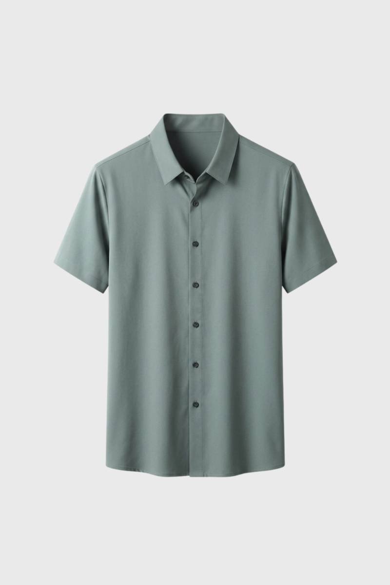Chemise Homme - Manches Courtes Fermeture Boutonnée | Moderne — Sauge