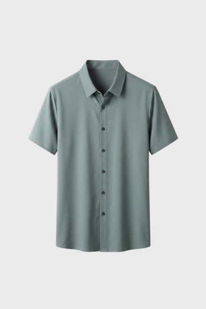Chemise Homme - Manches Courtes Fermeture Boutonnée | Moderne — Sauge
