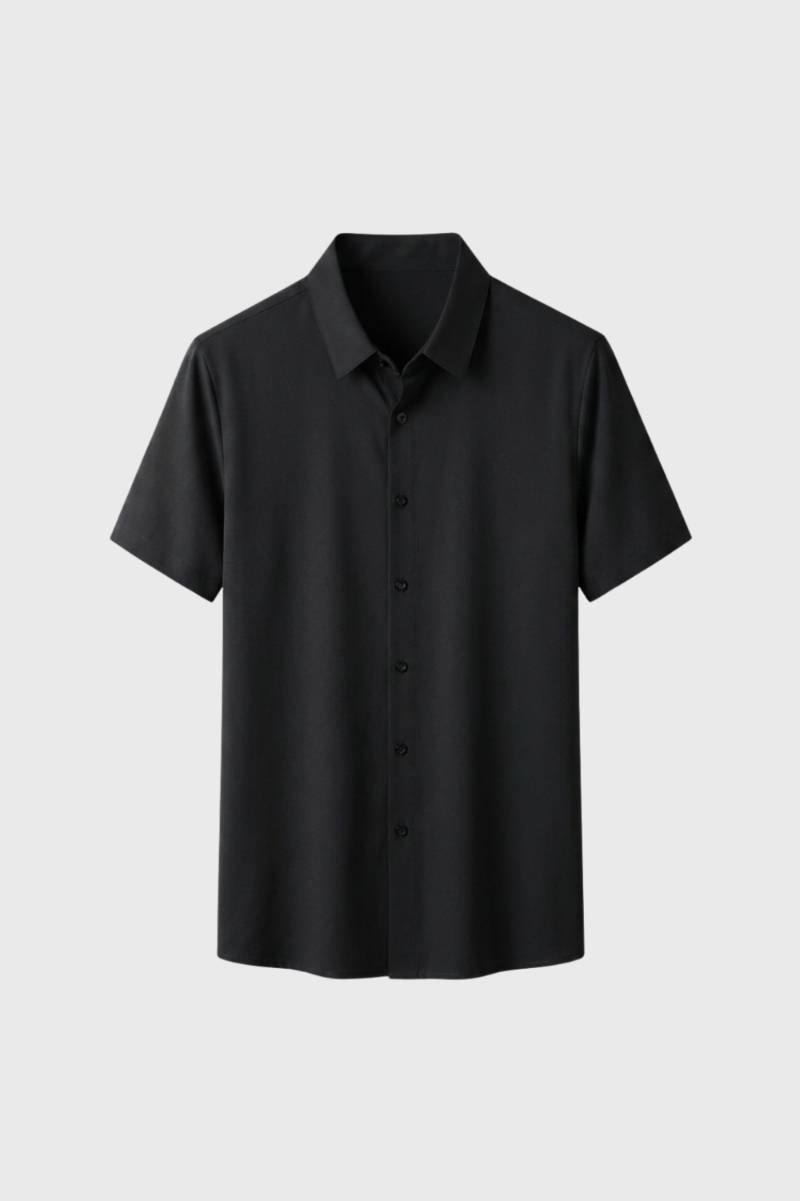Chemise Homme - Manches Courtes Fermeture Boutonnée | Moderne — Noir