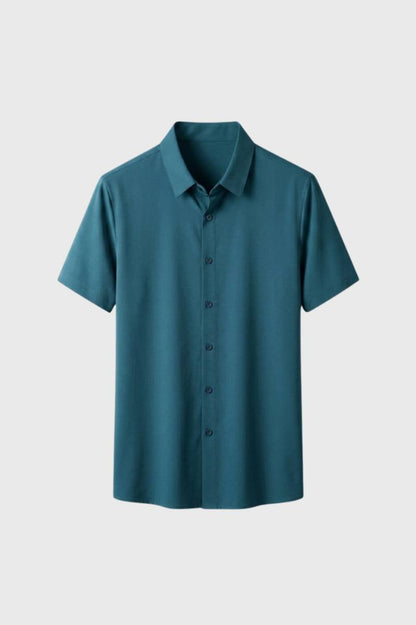 Chemise Homme - Manches Courtes Fermeture Boutonnée | Moderne — Bleu Canard
