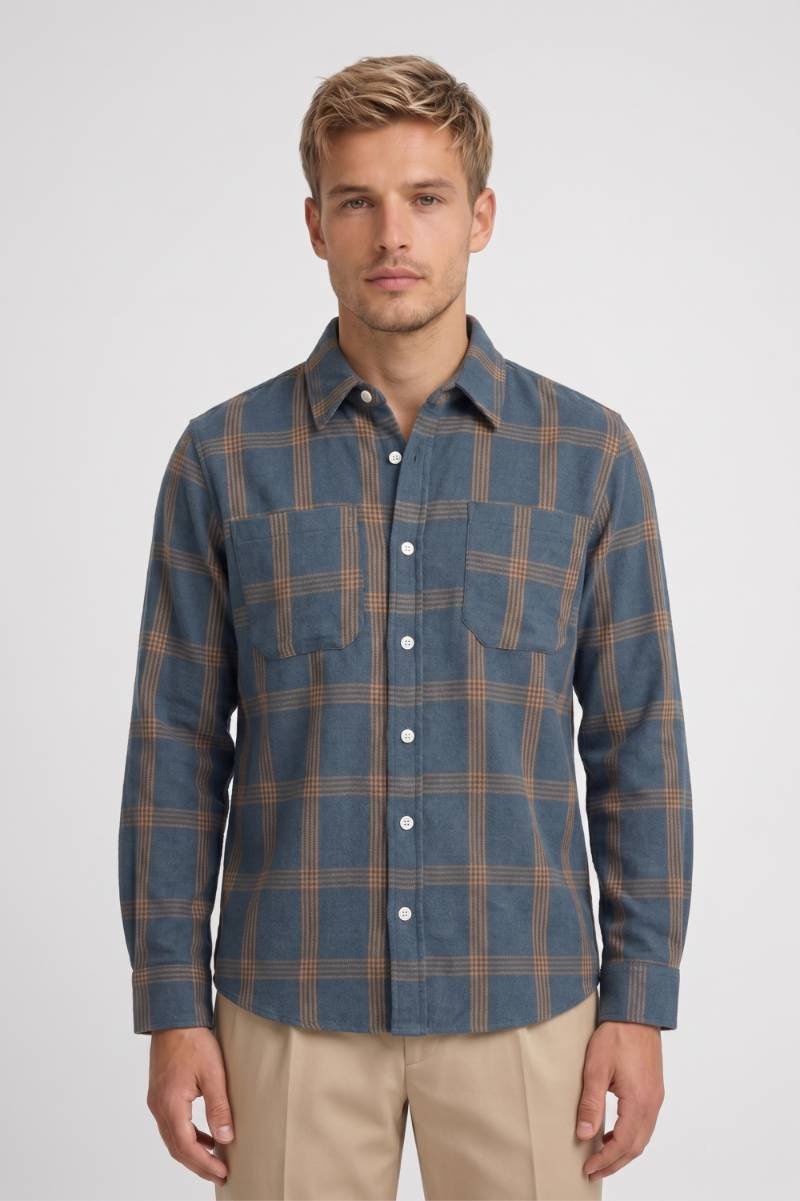 Chemise Homme - Motif Carreaux à Manches Longues | Décontracté — Bleu Carreaux