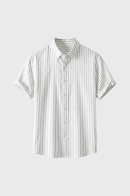 Chemise Homme - Rayée Manches Courtes Col Classique | Été — Rayé Gris