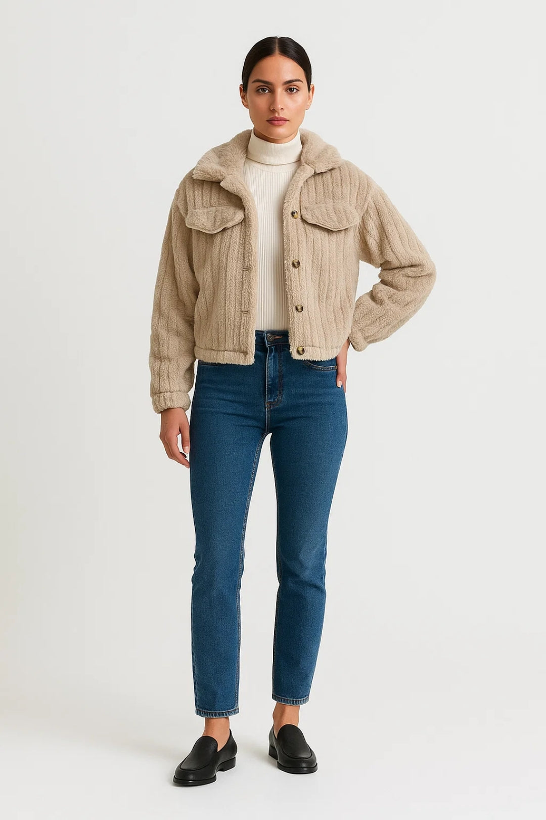 Vestes Douillettes | Veste courte effet peluche femme | Chaude et décontractée pour les journées fraîches