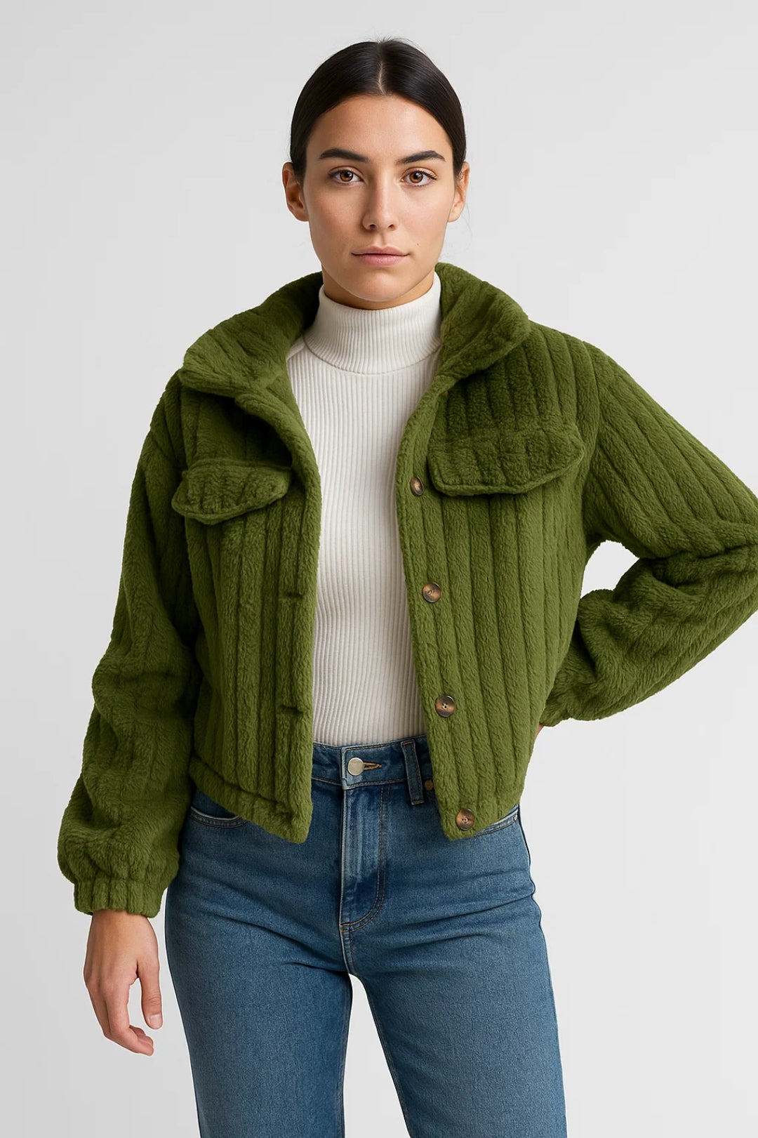 Vestes Douillettes | Veste courte effet peluche femme | Chaude et décontractée pour les journées fraîches