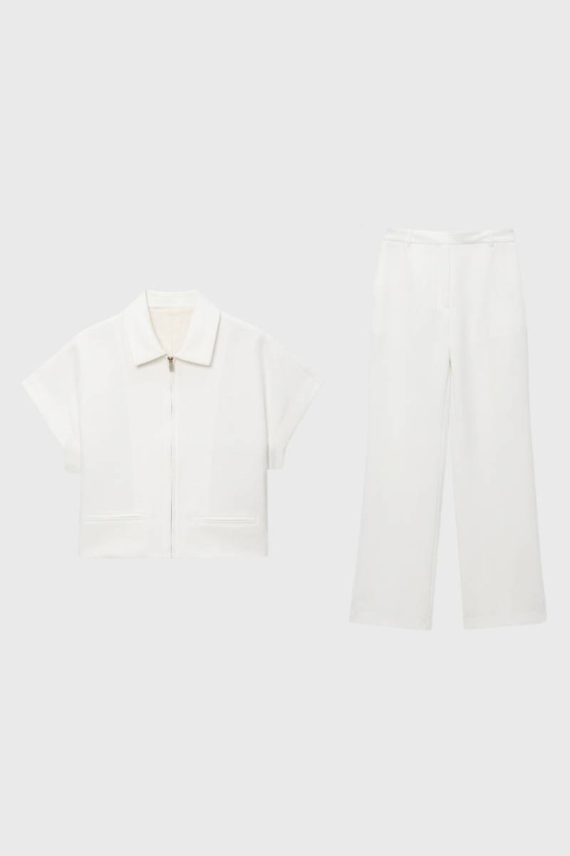 Ensemble Femme - Décontracté avec Zip Front | Casual — Blanc