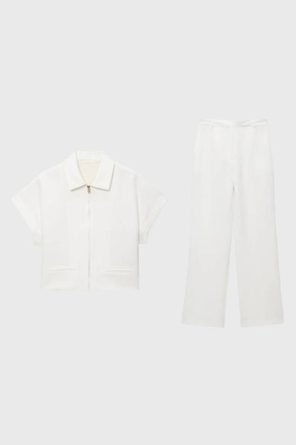 Ensemble Femme - Décontracté avec Zip Front | Casual — Blanc