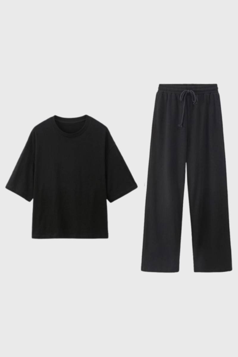Ensemble Femme - Décontracté Col Rond | Confort — Noir