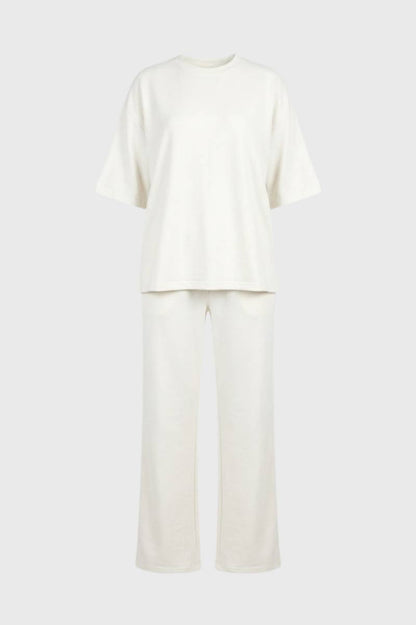 Ensemble Femme - Oversized Manches Courtes | Décontracté — Crème