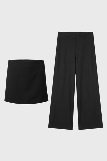 Ensemble Femme - Pois à Bustier avec Pantalon Large | Élégant — Noir