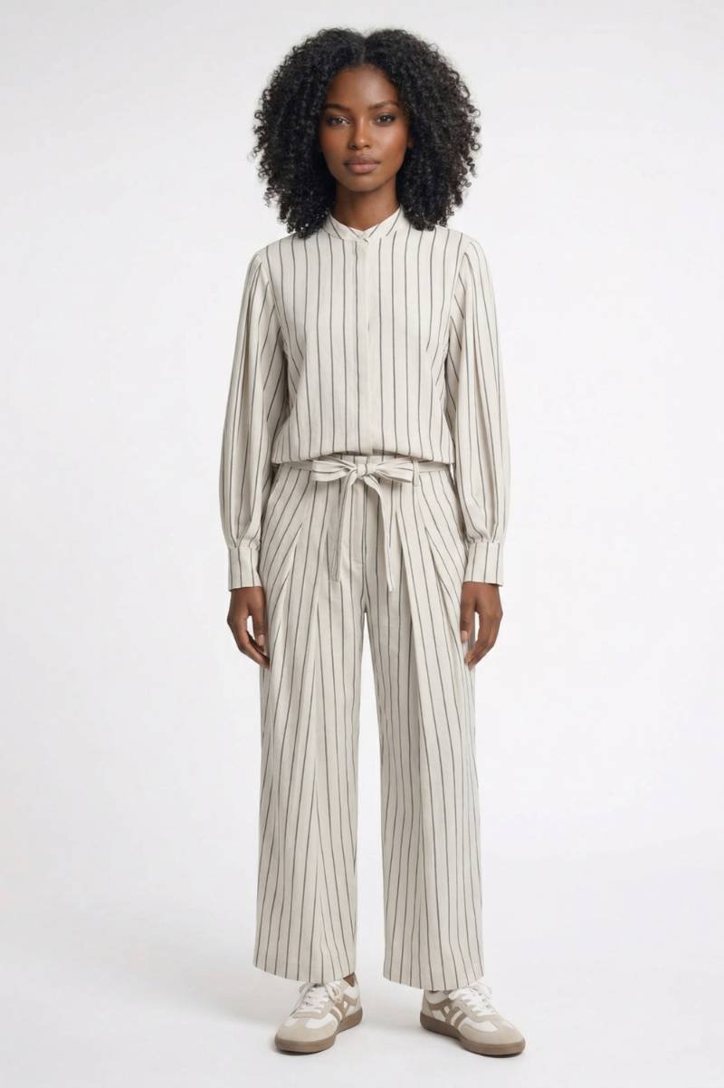 Ensemble Femme - Rayé Décontracté avec Cordon | Printemps — Rayé Beige