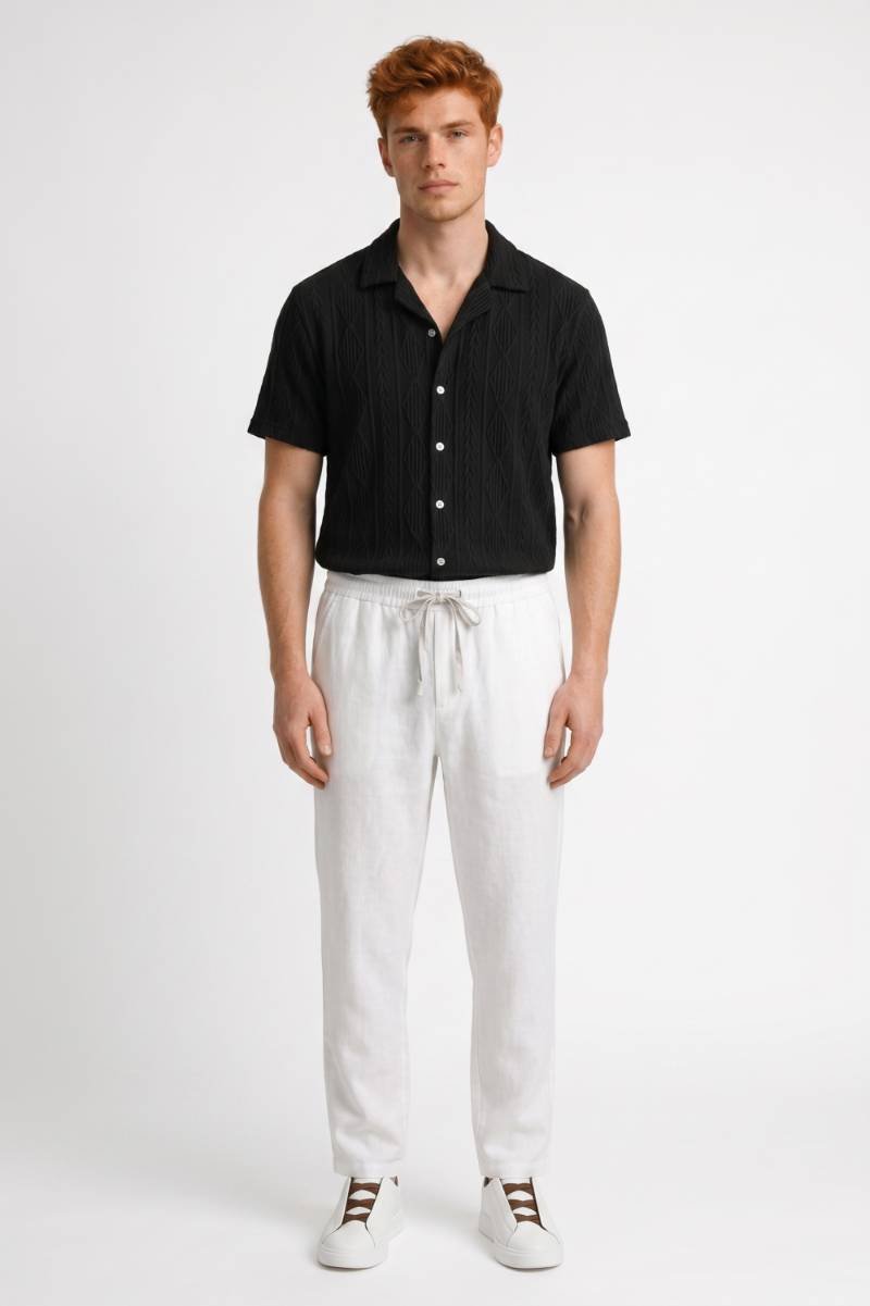 Ensemble Homme - Chemise Manches Courtes avec Pantalon | Décontracté — Noir