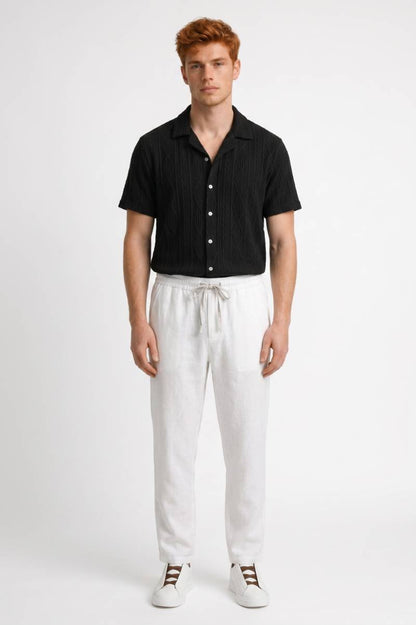 Ensemble Homme - Chemise Manches Courtes avec Pantalon | Décontracté — Noir