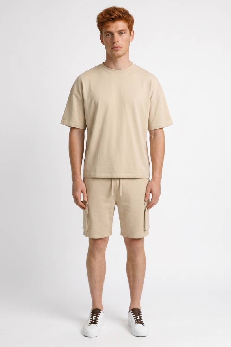 Ensemble Homme - Décontracté T-shirt et Short | Moderne — Beige