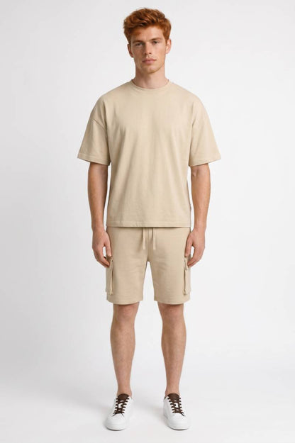 Ensemble Homme - Décontracté T-shirt et Short | Moderne — Beige