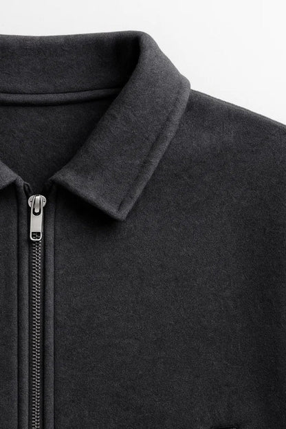 Manteau Court en Laine | Gris Foncé | Coupe Décontractée et Moderne