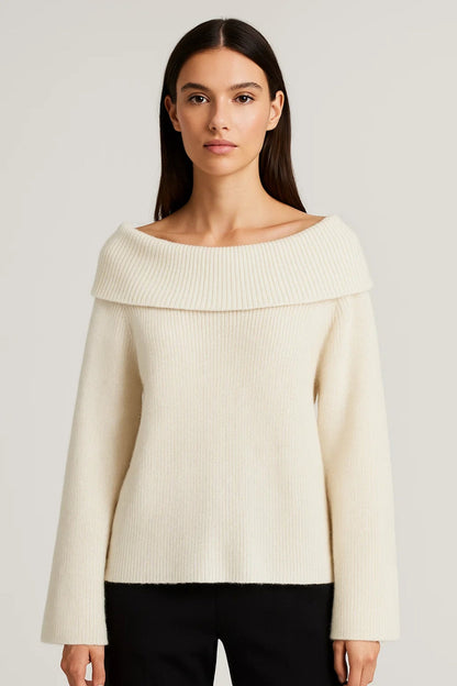 Pull Épaules Dénudées Femme | Pull Col Bateau Élégant | Léger et Structuré