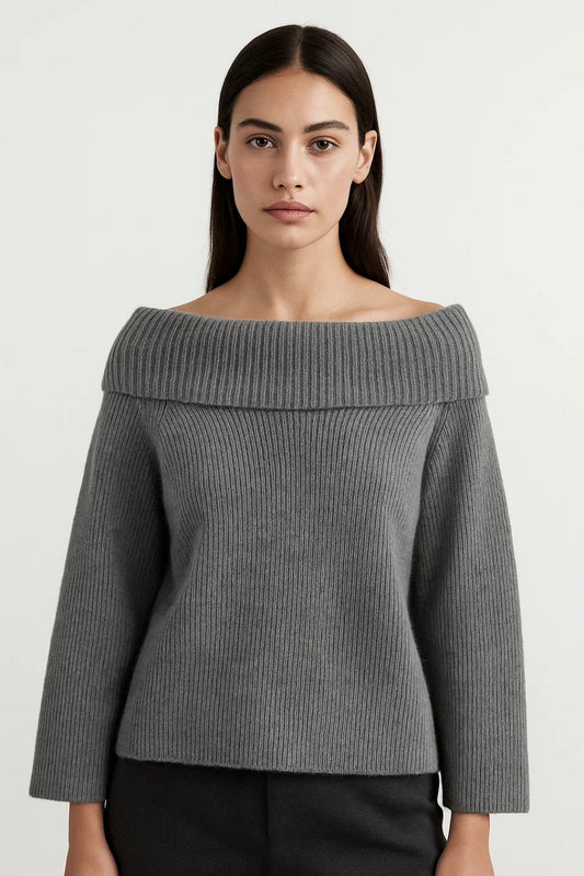 Pull Épaules Dénudées Femme | Pull Col Bateau Élégant | Léger et Structuré