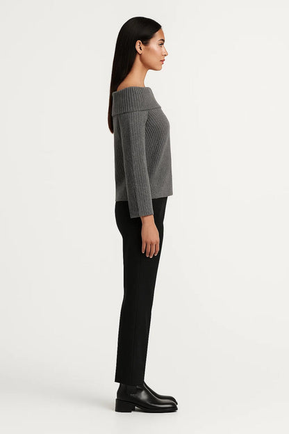 Pull Épaules Dénudées Femme | Pull Col Bateau Élégant | Léger et Structuré