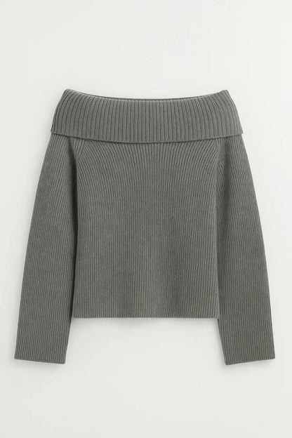 Pull Épaules Dénudées Femme | Pull Col Bateau Élégant | Léger et Structuré