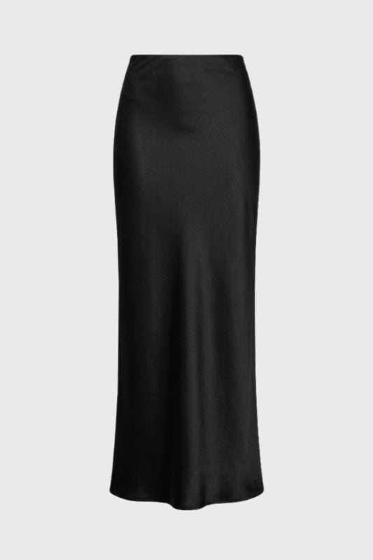Jupe Maxi Femme - Taille Haute Élégante | Fluide Longue — Noir
