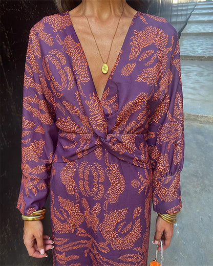 Élise - Robe Invitée Mariage Femme Chic à Col V et Manches Longues