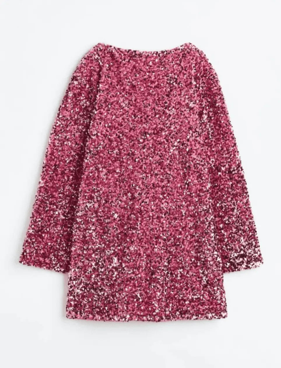 Élise - Robe d'Été Femme à Manches Longues et Paillettes avec Coupe Trapèze Tendance